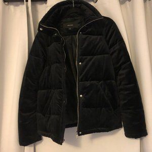 Black Velvet Puffer Jacket
